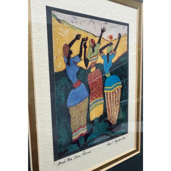 Artist Paul Nzalamba "And the Sun Came" Signed Archival Print Batik Artwork - Picture 5 of 5